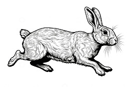 奔跑的兔子黑白插画