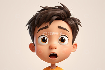 惊讶表情的卡通小男孩