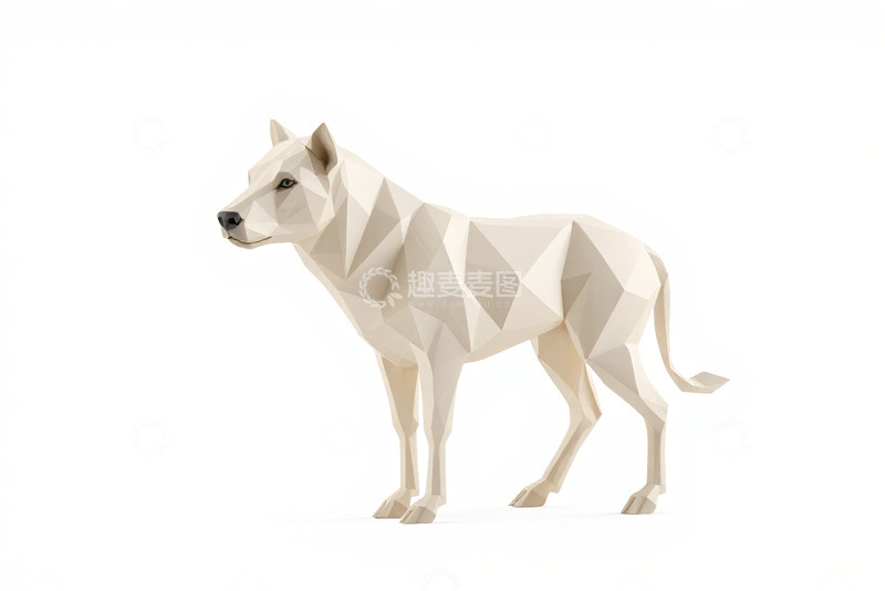 高清大图下载【趣麦麦图】低多边形风格站立的狗