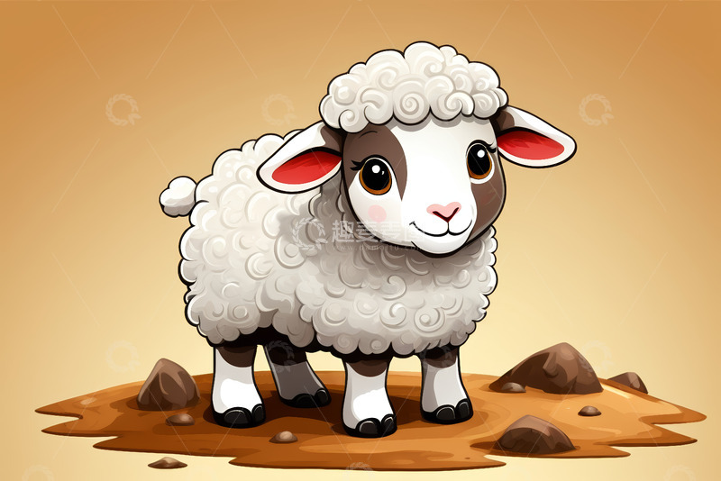高清大图下载【趣麦麦图】可爱卡通绵羊插画