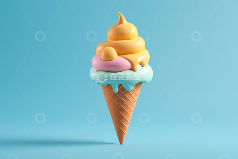 高清大图下载【趣麦麦图】多色冰淇淋甜筒特写
