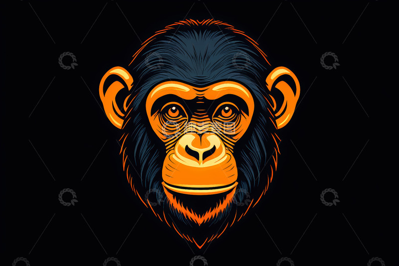 高清大图下载【趣麦麦图】黑底猩猩卡通头像