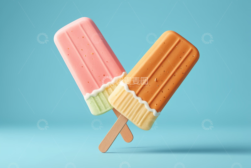 高清大图下载【趣麦麦图】双色冰棍特写