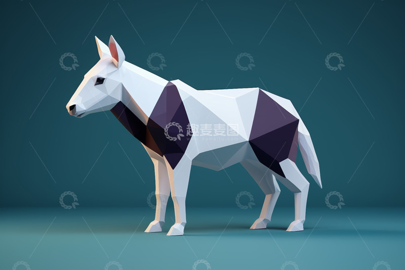 高清大图下载【趣麦麦图】多边形风格的狗3D模型