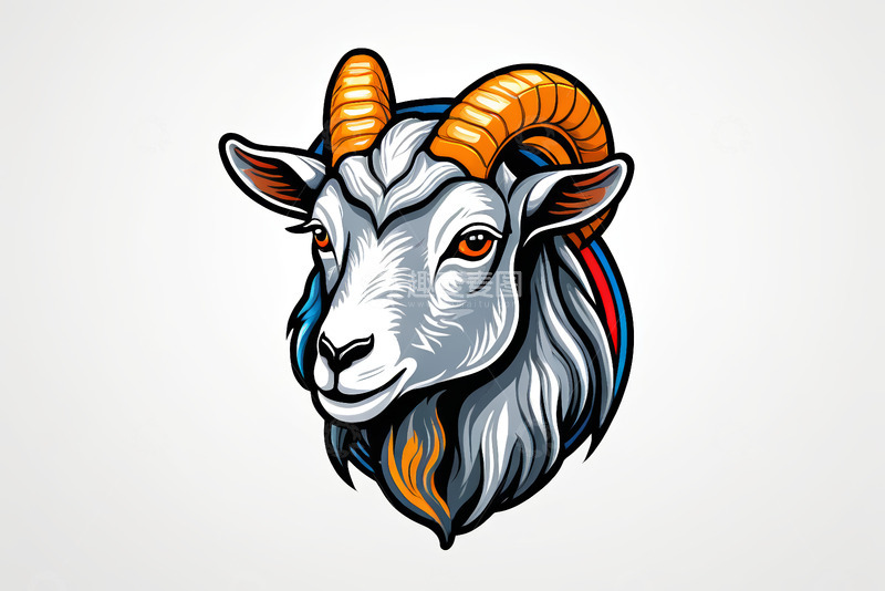 高清大图下载【趣麦麦图】卡通风格山羊头部形象