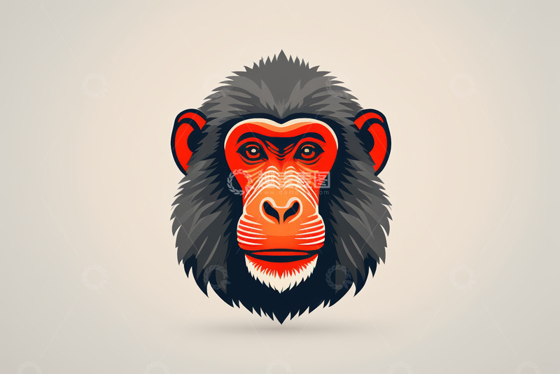 高清大图下载【趣麦麦图】黑猩猩卡通头像插画