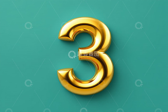 绿色背景金色数字3素材