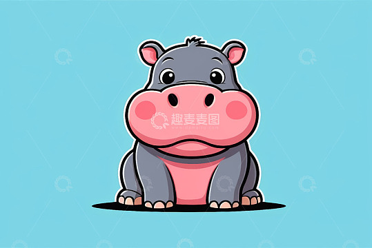卡通河马形象插画素材