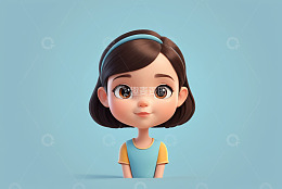 可爱动画女孩半身形象