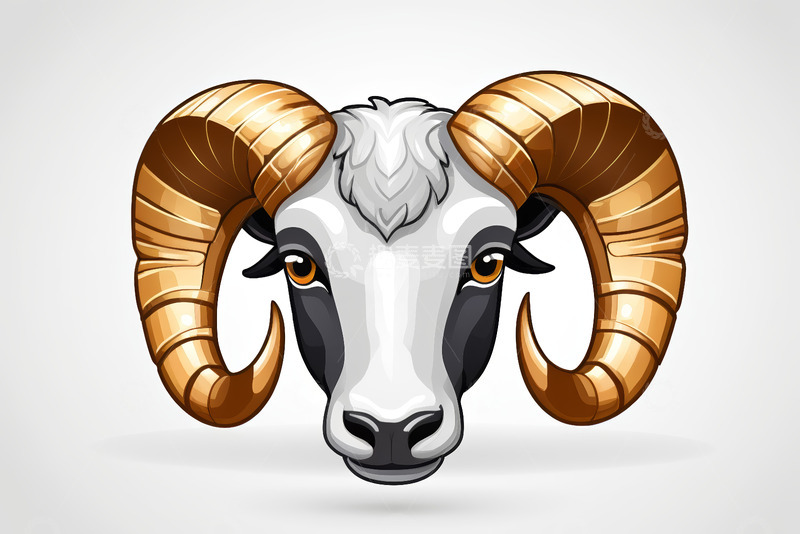高清大图下载【趣麦麦图】卡通风格公羊头部形象