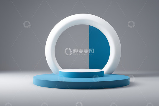 现代简约蓝白产品展示台