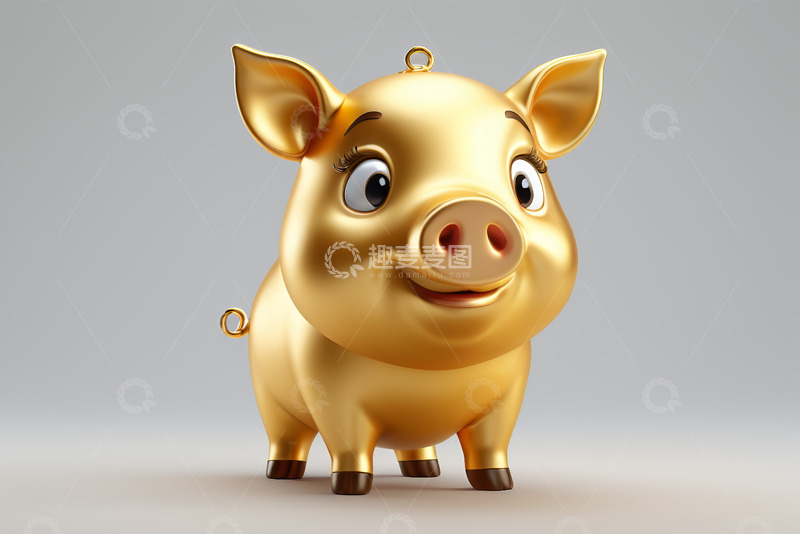 高清大图下载【趣麦麦图】卡通金色小猪形象素材