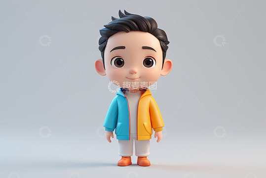卡通男孩站立形象素材