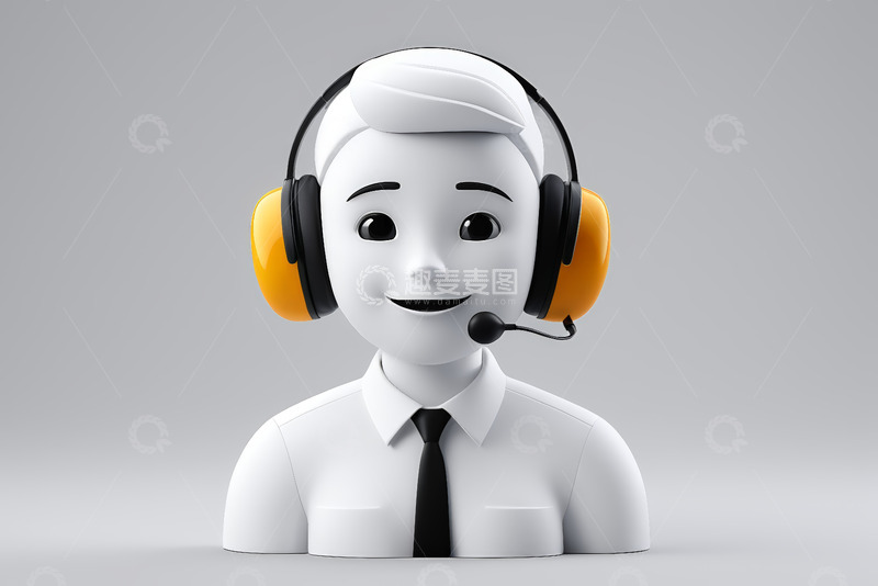 高清大图下载【趣麦麦图】戴耳麦卡通客服形象