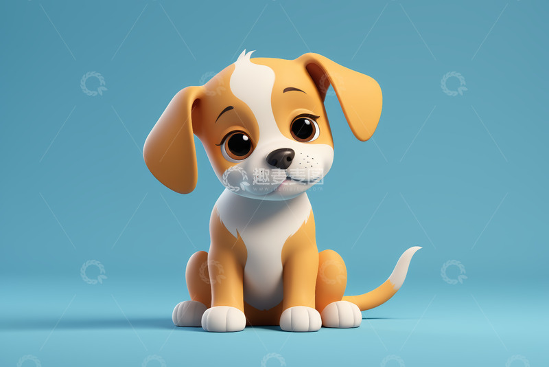 高清大图下载【趣麦麦图】可爱卡通小狗坐姿形象