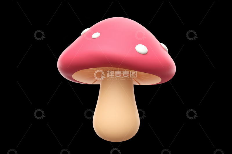 高清大图下载【趣麦麦图】粉色卡通蘑菇3D模型
