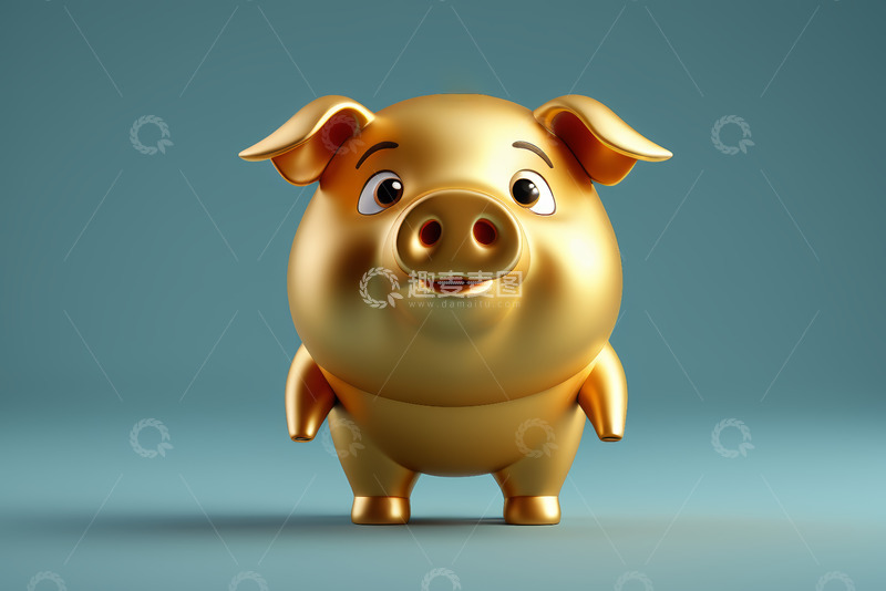 高清大图下载【趣麦麦图】金色卡通小猪形象