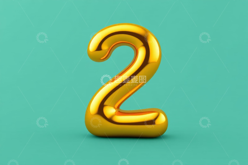 高清大图下载【趣麦麦图】金色数字2三维素材