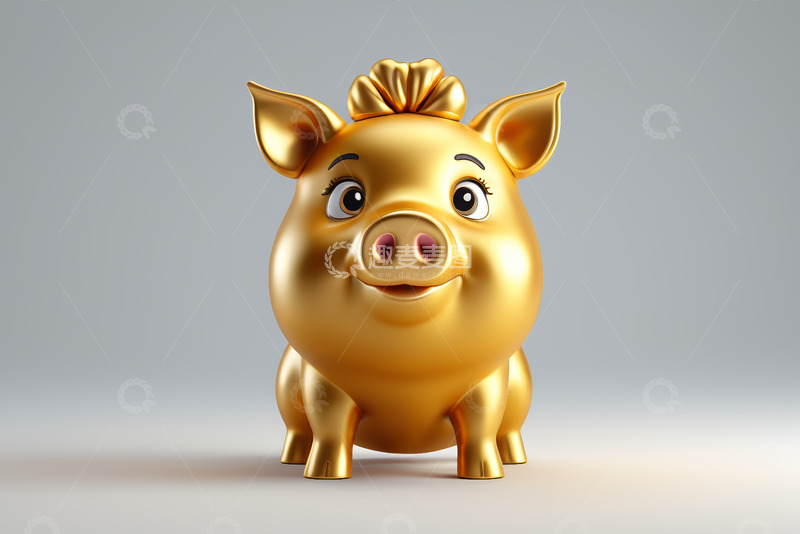 高清大图下载【趣麦麦图】金色卡通小猪形象素材
