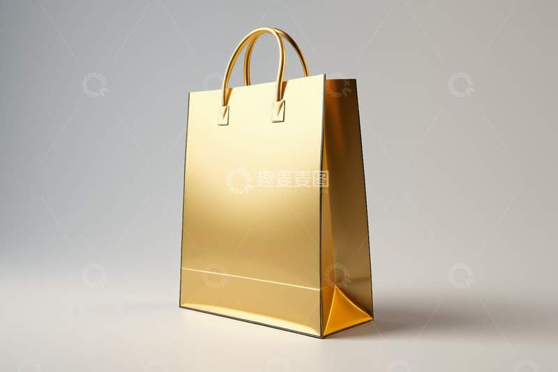 高清大图下载【趣麦麦图】金色购物袋特写