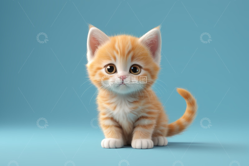高清大图下载【趣麦麦图】可爱小橘猫正坐姿态素材