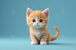 可爱小橘猫正坐姿态素材