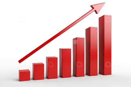 红色柱状增长图表