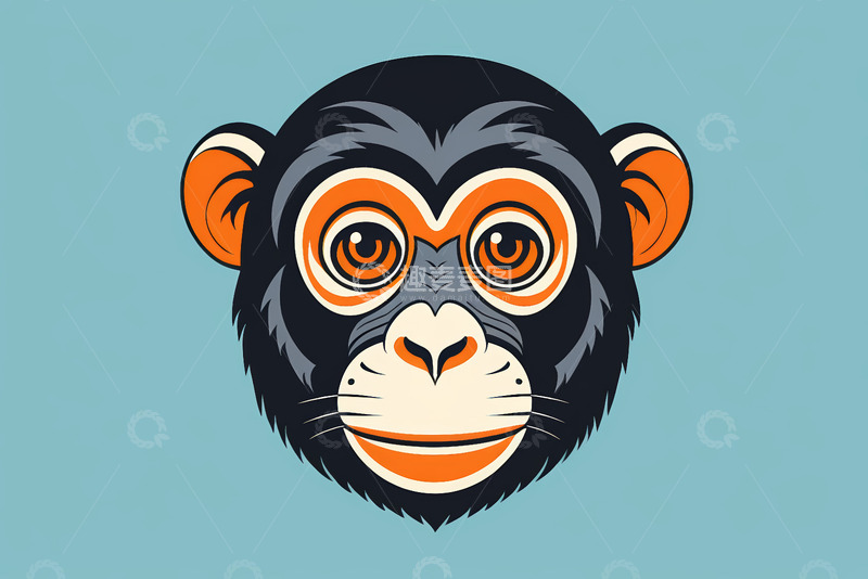 高清大图下载【趣麦麦图】卡通风格黑猩猩头像