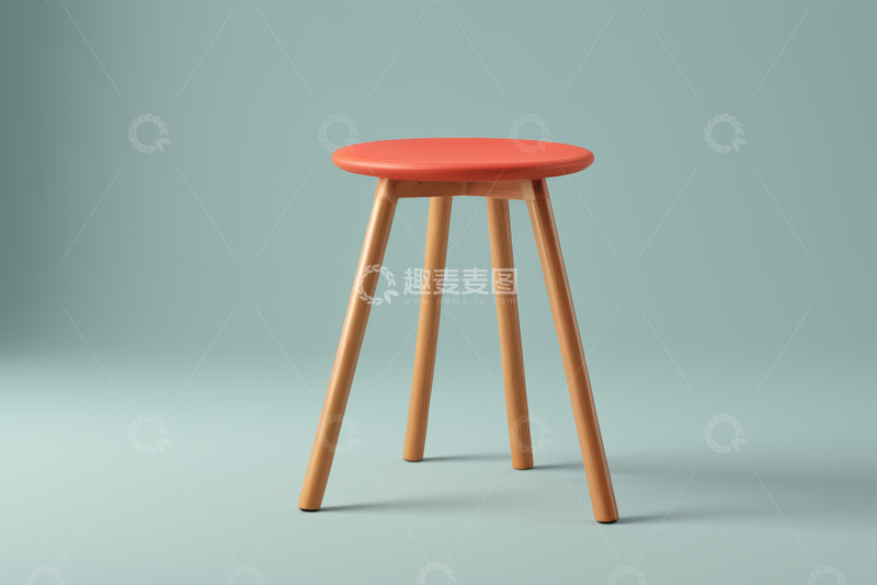 高清大图下载【趣麦麦图】现代简约风格红色圆凳