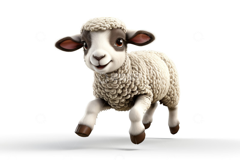 高清大图下载【趣麦麦图】卡通绵羊奔跑形象