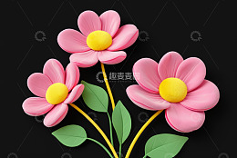 三朵粉色花朵装饰素材