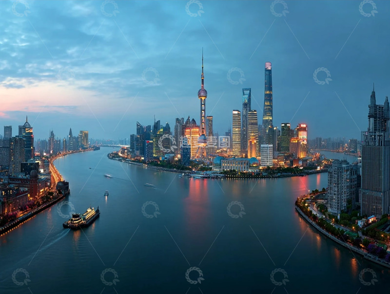 高清大图下载【趣麦麦图】黄浦江畔的霓虹都市灯光盛宴