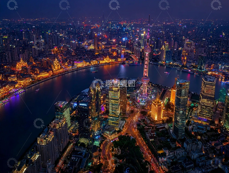 高清大图下载【趣麦麦图】地标群的夜霓虹盛景