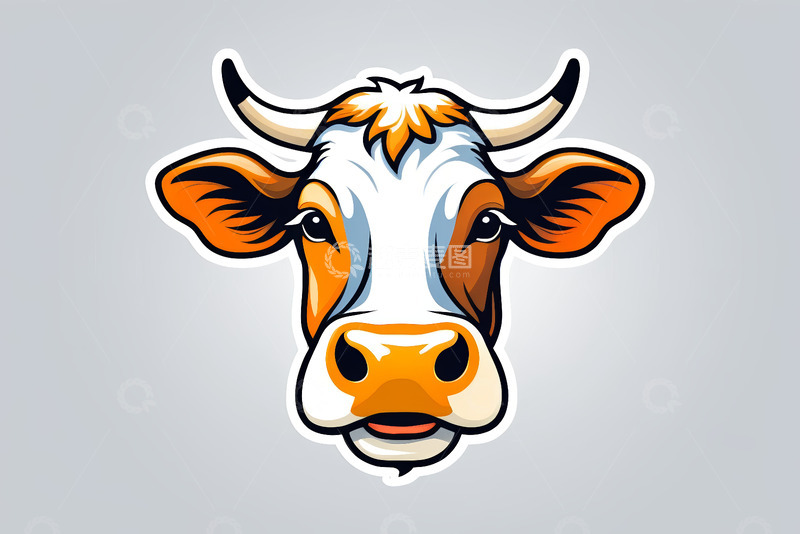 高清大图下载【趣麦麦图】卡通风格奶牛头像