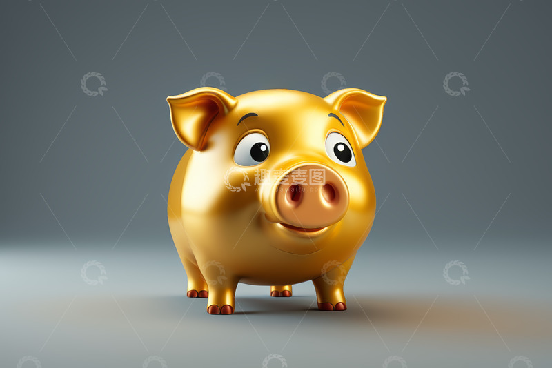 高清大图下载【趣麦麦图】金色卡通小猪形象素材