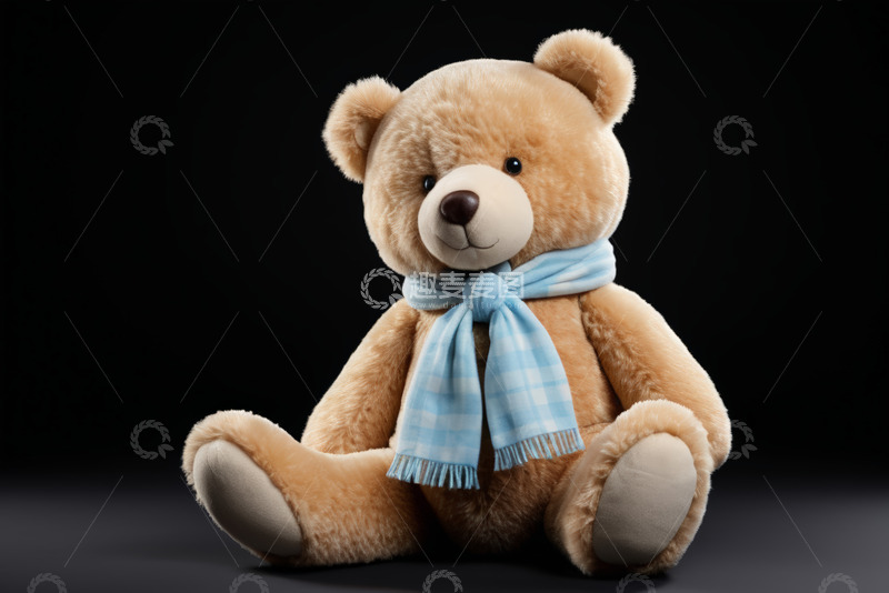 高清大图下载【趣麦麦图】戴围巾的棕色泰迪熊玩具