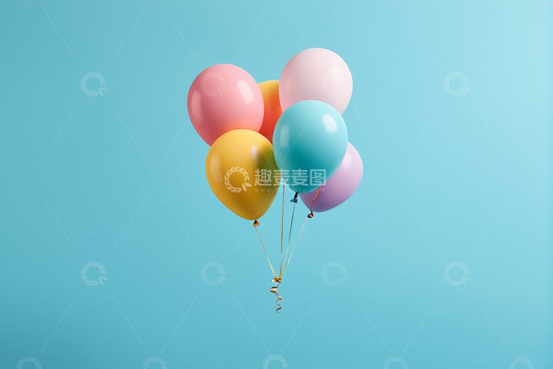 高清大图下载【趣麦麦图】彩色气球组合漂浮画面