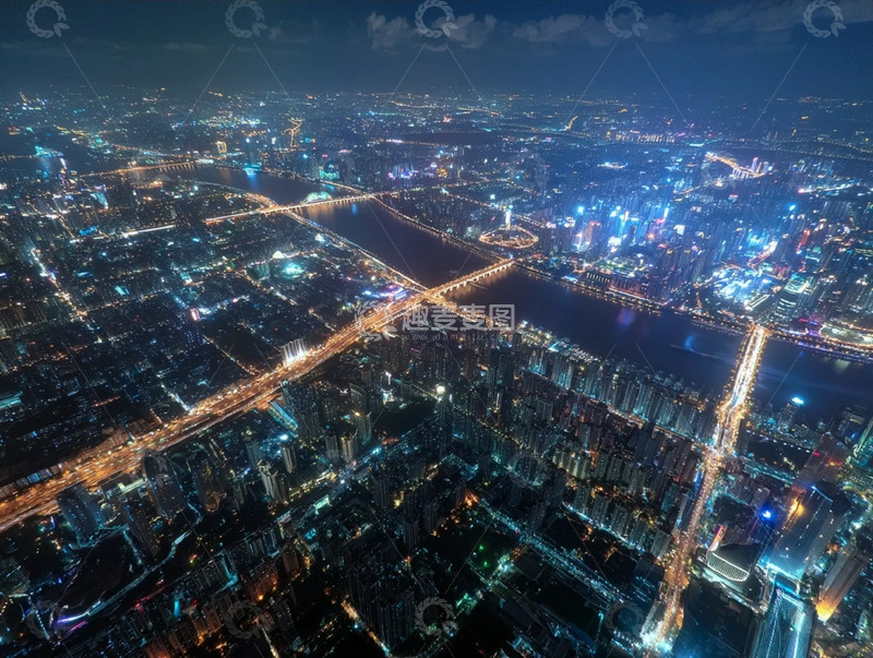 高清大图下载【趣麦麦图】江畔霓虹城市夜景