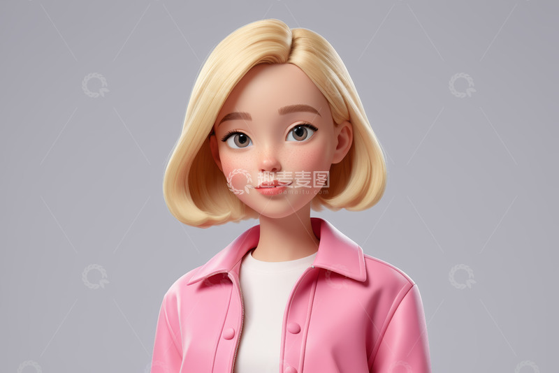 高清大图下载【趣麦麦图】金发女孩3D形象特写