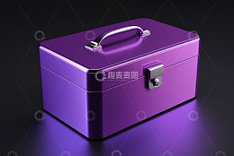 紫色金属手提箱渲染图