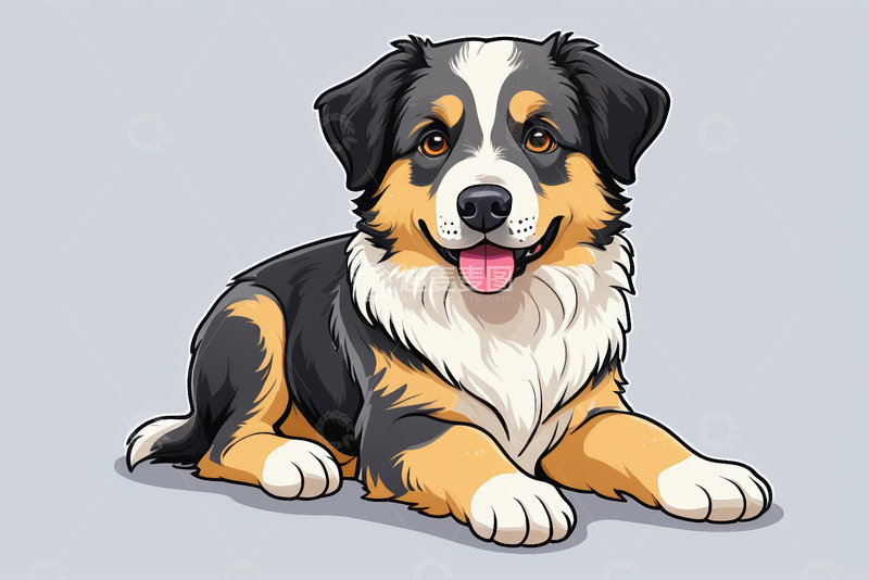 高清大图下载【趣麦麦图】趴着的可爱卡通狗狗