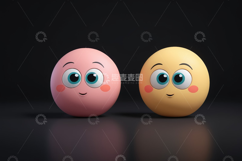 高清大图下载【趣麦麦图】卡通表情符号粉色黄色球体