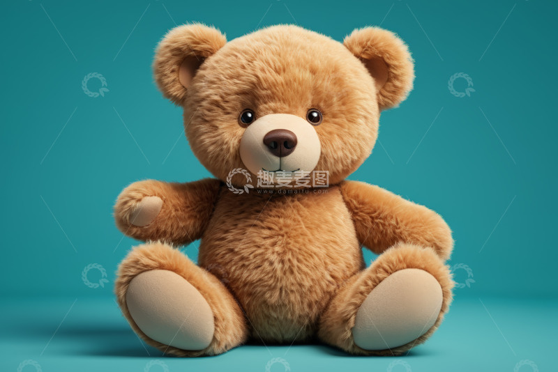 高清大图下载【趣麦麦图】棕色毛绒泰迪熊玩具特写