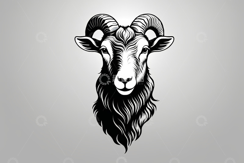 高清大图下载【趣麦麦图】黑白山羊头部图案