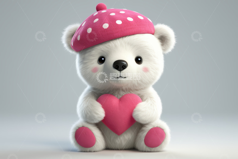 高清大图下载【趣麦麦图】手持爱心的可爱小熊玩具
