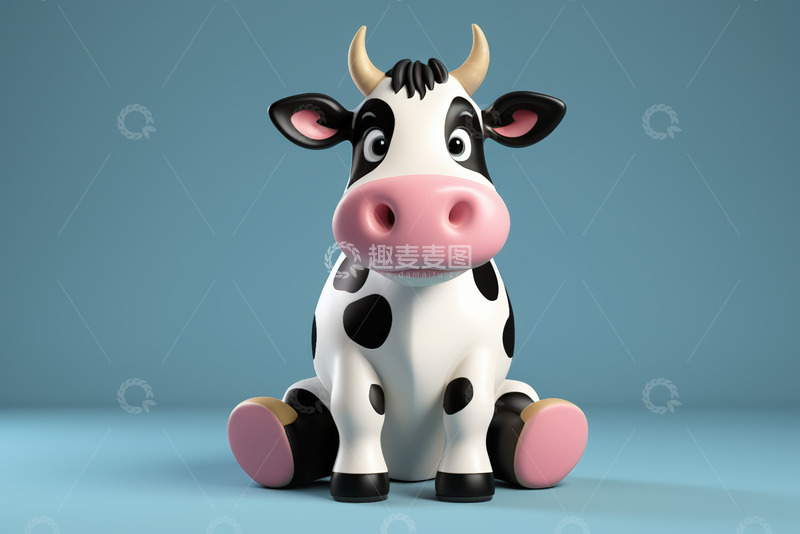 高清大图下载【趣麦麦图】卡通奶牛形象特写