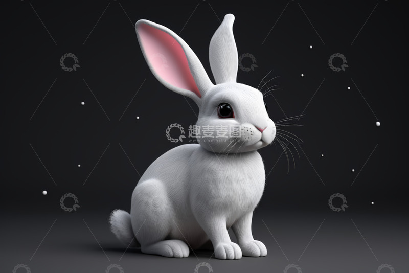 高清大图下载【趣麦麦图】白色兔子特写