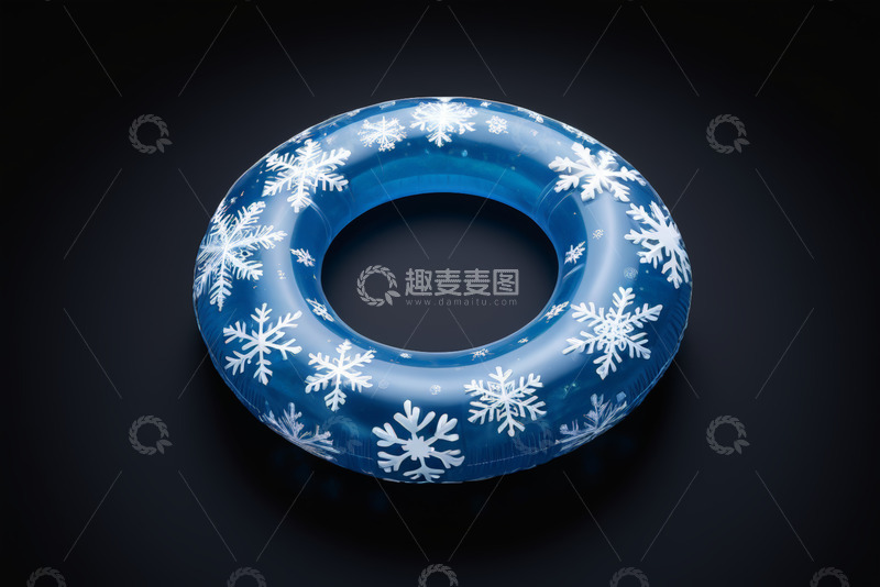 高清大图下载【趣麦麦图】蓝色雪花图案游泳圈