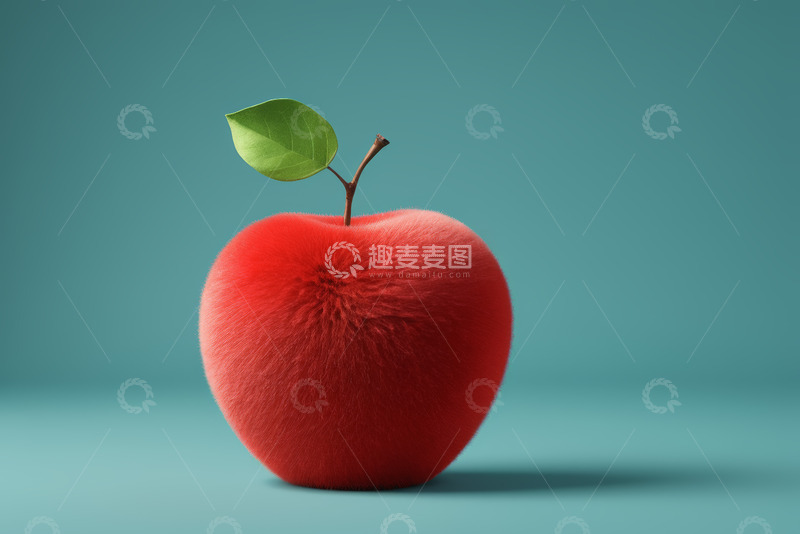高清大图下载【趣麦麦图】红色毛绒质感苹果特写