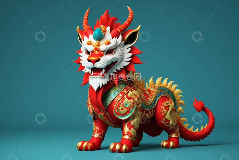 高清大图下载【趣麦麦图】中式瑞兽麒麟3D模型